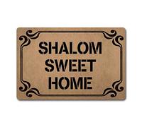 ZQH IndoorDoor Mats Shalom Sweet Home Doormat Monogram Welcome for Entrance Way (23.6 X 15.7 in) Non-Woven Fabric Top with a Anti-Slip Rubber Back. Door Rugs Personalized Doormat