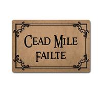 ZQH Outdoor Door Mat Cead Mile Failte Doormat Welcome Monogram Door Rugs (23.6 X 15.7 in) Non-Woven Fabric Top with a Anti-Slip Rubber Back Door Rugs Decorative Doormat