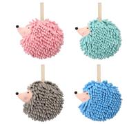 ZQHXL 4 Pcs Chenille Hand Towels Hedgehog Decorative Towels Fuzzy Ball Hand Towels Creative Hand Towel Absorbent Small Hanging for Drying Hand Bath, 4 Colors
