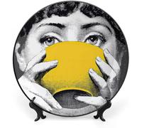ZQHXL Lina Cavalieri Plate, Wall Decorative Plate, Mysterious Face Plate Wall Hanging Decoration,Including Bracket and Special Spring Hook (A1,7inch)