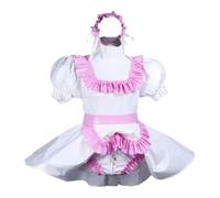 ZQIAOYUUPHOWF Men And Women French Maid Sissy Lockable White PVC Ruffled Cosplay Costume Lolita,WOMEN,XL