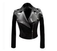 ZQIAOYUUPHOWF Woman Latex Locomotive Clothes Top Latex Jacket With Zipper CUSTOMIZED Rubber Halloween Costumes,black,S
