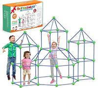 zqiliboyi 140 PCS Den Building Kit for Kids, DIY Fort Building Kit, STEM Educational Construction Toys for Age 4-10, Creative Forts & Castle Play Sets, Indoor Outdoor Play House Tent for Boys Girls