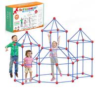 zqiliboyi 140 PCS Den Building Kit for Kids, DIY Fort Building Kit, STEM Educational Construction Toys for Age 4-10, Creative Forts & Castle Play Sets, Indoor Outdoor Play House Tent for Boys Girls