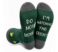 ZQIN Cricket Socks, Novelty Cotton Socks Sizes 39-46, Original and Funny Gift Idea for Birthdays, Christmas, Father's/Mother's Day (Green)