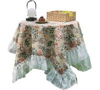 ZQINGQING Lace Tablecloth Lace Tablecloth Retro Style Floral Jacquard Rectangular Dining Table Cloth Cover With For Home(Color 01,90x90cm)