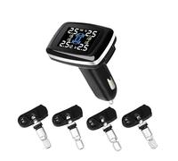 ZQINGQING Tyre Pressure Monitoring System Car Tire Pressure Monitoring System Cigarette Lighter With USB Port Auto Security Alarm Four External Sensors(Internal sensor)