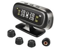 ZQINGQING Tyre Pressure Monitoring System Solar Car Tire Pressure Alarm Monitor System Display Intelligent Temperature Warning 4 Sensors Auto Type(External sensors)