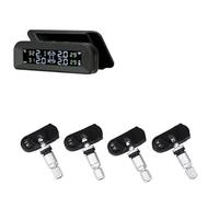 ZQINGQING Tyre Pressure Monitoring System Solar Power Car Tire Pressure Monitor System Automatic Brightness Control Attached To Glass Wireless With 4 Sensors(Internal sensor)