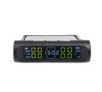 ZQINGQING Tyre Pressure Monitoring System Universal Wireless Tire Pressure Monitoring System Solar Power Clock Display 4 External Sensor Sensors(EXTERNAL CLOCK)