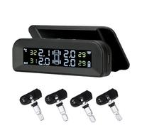 ZQINGQING Tyre Pressure Monitoring System Wireless Car Tire Pressure Alarm Monitor System Solar Power Charge Gauge Real-time Display Attached To Glass(Built-in sensors)