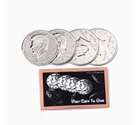 ZQION Jumbo Half Dollar Shells 3 + 1 Set(Dia 5.8cm) One Coin to Four Magic Tricks Magician Accessories Comedy Props Magic Gimmick