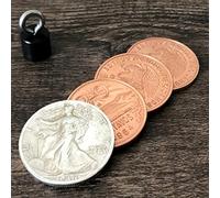 ZQION Superior Scotch and Soda (Double Locking,Mexican Coin & Walking Liberty) by Oliver Magic Coins Tricks Magic Coin Gimmicks Magician Accessories