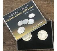 ZQION Walking Liberty Half Dollar Shell and Coin Set (4 Coins 1 Shell) Magic Tricks Stage Close Up Magic Coins Gimmick
