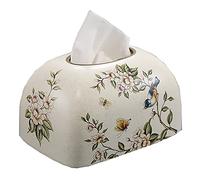 ZQJKL Tissue Box Holders Ceramic Tissue Box Cover Flower and Bird Tissue Paper Holder Box Cover Case Napkin Holder Facial Wipes Storage Case for Household Office,1