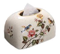 ZQJKL Tissue Box Holders Ceramic Tissue Box Cover Flower and Bird Tissue Paper Holder Box Cover Case Napkin Holder Facial Wipes Storage Case for Household Office,2