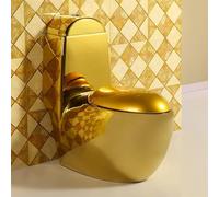 ZQJYMXY Electroplating Golden Toilet Super Siphonic Toilet One Piece Dual Flush Mute Toilet Creative Ceramics Toilet for Home Hotel Bathroom (Color : 305mm, Size : 765x320x810mm)