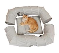 Zqkimzi Cat Bed with Tunnel Rectangular 4-Way Cat Cave | Cuddly cave for cats. For all seasons: in the bedroom, living room, on the balcony, in the apartment and at home