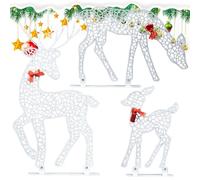 Zqkimzi Christmas Garden Decor, Reindeer Yard Decor, Light Up Deer, Holiday Deer Lights, Outdoor Christmas Reindeer Set with Festive LED Lighting, Deer Decor for a Holiday Display