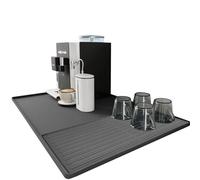 Zqkimzi Coffee Mat for Counter Top - Silicone Coffee Bar Pad with Raised Edges,Dish Drying Mat, Pet Feeding Mat, Multifunctional Coffee Bar Accessories for Coffee Maker, Espresso Machine