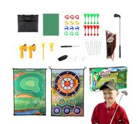 Zqkimzi Golf Chipping Play Mat Set,Golf Chipping Play Mats | Double Sided Practice Mat Golf Chipping Game | Complete Golf Training Mat Set with Dartboard, Stick Chip Game for the