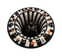 Zqkimzi Optical Illusion Mat 60 cm Cat Star Design Non-Slip | Washable Halloween Floor Mat for Home Bedroom Kitchen Bathroom Hallway Living Room Office Dorm Patio