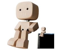 Zqkimzi Wooden Man Figurine, Shaking Bobbles Head Sculpture, Fun Dashboard Decoration, Natural Wood Desktop Ornament, Car Accessory, Ideal for Road Trips, Family Outings, Dorm Rooms, Living Spaces