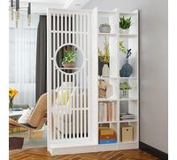 ZQKJLH Partition Room Divider Modern White Privacy Screen Freestanding Bookshelf Storage Cabinet Display with Display Shelves Wall Separation for Home Office(47" Lx75 H/120 * 190cm)