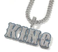 ZqlDDayUP Custom Letter Pendant Personalized Initial Name Necklace Colorful Diamonds Name Chain Pendant Iced Out Letter Name Necklace Nameplate with Rope/Tennis Chain Hip Hop Jewelry for Men Women