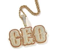 ZqlDDayUP Custom Letter Pendant Personalized Initial Name Necklace Colorful Diamonds Name Chain Pendant Iced Out Letter Name Necklace Nameplate with Rope/Tennis Chain Hip Hop Jewelry for Men Women