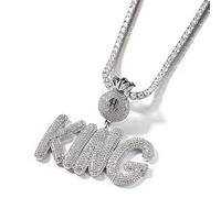 ZqlDDayUP Custom Name Pendant Necklace Iced Out Chain for Men Personalized A-Z Bubble Initial Letter Necklace Hip Hop Jewelry Diamond Chain Dollar Sign Money Bag Pendant Necklace for Men Women