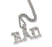 ZqlDDayUP Custom Old English Name Necklace Personalized Iced Out Pendant Chain Custom Script Initial Nameplate Necklaces Hip Hop Jewelry Diamond Chain Pendant Necklace for Men Women(Silver 3 Letters)