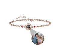 ZqlDDayUP Custom Photo Projection Bracelet Birthstone Bracelet Personalized Bracelet with Picture Inside I Love You Bracelet Circle Photo Bracelet Women Friendship Bracelets for Birthday Jewelry Gift