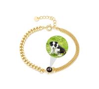 ZqlDDayUP Personalized Photo Projection Bracelet with Picture Inside, Custom Bracelets Stainless Steel Cuban Chain Couples Bracelets Circle Photo Bracelet or Anklet Jewelry for Couple Men Women
