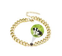 ZqlDDayUP Personalized Photo Projection Bracelet with Picture Inside, Custom Bracelets Stainless Steel Cuban Chain Couples Bracelets Circle Photo Bracelet or Anklet Jewelry for Couple Men Women