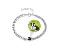 ZqlDDayUP Personalized Photo Projection Bracelet with Picture Inside, Custom Bracelets Stainless Steel Cuban Chain Couples Bracelets Circle Photo Bracelet or Anklet Jewelry for Couple Men Women