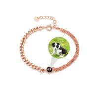 ZqlDDayUP Personalized Photo Projection Bracelet with Picture Inside, Custom Bracelets Stainless Steel Cuban Chain Couples Bracelets Circle Photo Bracelet or Anklet Jewelry for Couple Men Women