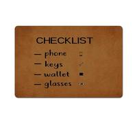 ZQLFDGD Checklist Phone Keys Wallet Glasses Funny Doormats Door Mat Rubber Non Slip Backing Personalized Home Decor mats for Outdoor/Indoor Uses 23.6"(L) X 15.7"(W)