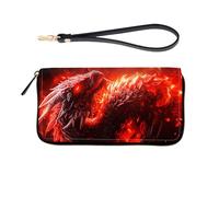 ZQLPLZR RFID-Blocking Zip-Around Wristlet for Women, Fiery Red Dragon-3-260