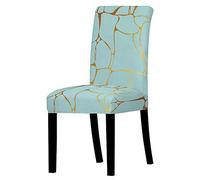 ZQMHCY Chair Covers for Dining Chairs 4 Duck Egg Blue Gold Chair Covers Stretch Removable Washable Dining Chair Covers Spandex Dining Room Chair Covers,Easy Fit Modern Seat Covers with Elastic Band