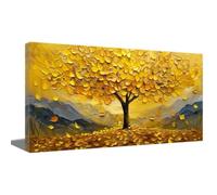 ZQQART Abstract Gold Tree Wall Art Large Tree Painting for Living Room Wall Decor Yellow Leaf Landscape Canvas Prints Home Wall Decor (A,30x60cm)