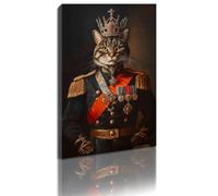 ZQQART Aristocratic Cat Canvas Wall Art Vintage Lady Cat Art Prints Animals King and Queen Poster Wall Decor for Bedroom Living Room (Brown,12" x 18")