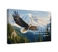 ZQQART Bald Eagle Canvas Wall Art Flying Eagle Painting Prints Wild Animals Picture Prints Office Bedroom Wall Decor Framed(Blue,24L x 16W)