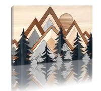 ZQQART Boho Mountain Wall Art Large Sun Mountain Forest Painting Abstract Minimalism Canvas Prints for Living Room Bedroom Office Poster (White,12" x 18")