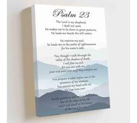 ZQQART Christian Psalm 23 Wall Art Scripture Bible Verse Pictures Religious Motivational Spiritual Poster Landscape Canvas Prints Home Decor (blue,16W x 24L)