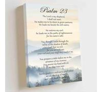 ZQQART Christian Psalm 23 Wall Art Scripture Bible Verse Pictures Religious Motivational Spiritual Poster Landscape Canvas Prints Home Decor (orange,12W x 18L)