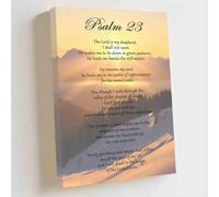 ZQQART Christian Psalm 23 Wall Art Scripture Bible Verse Pictures Religious Motivational Spiritual Poster Landscape Canvas Prints Home Decor (yellow,12W x 18L)