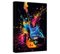 ZQQART Colorful Guitar Canvas Wall Art Graffiti Rock Guitar Picture Prints Music Theme Paintings Music Room Living Room Decor Frame(Guitar -1,16.00" x 24.00")