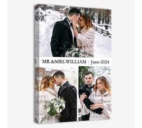 ZQQART Custom Canvas Collage Prints with Your Photos Personalized Multi Photos Print on Canvas Customized Gifts for Couple Mom Dad Framed(White,16"x24"(40x60cm))