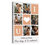 ZQQART Custom Canvas Collage Prints with Your Photos Personalized Multi Photos Print on Canvas Customized Gifts for Couple Mom Dad Framed(Red,16"x24"(40x60cm))
